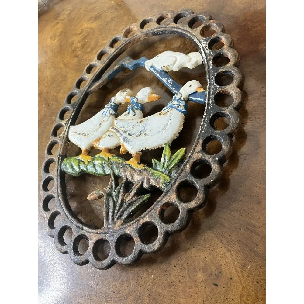 Vintage Cast Iron Goose Duck Trivet Wall Plaque Farmhouse Country Cottagecore